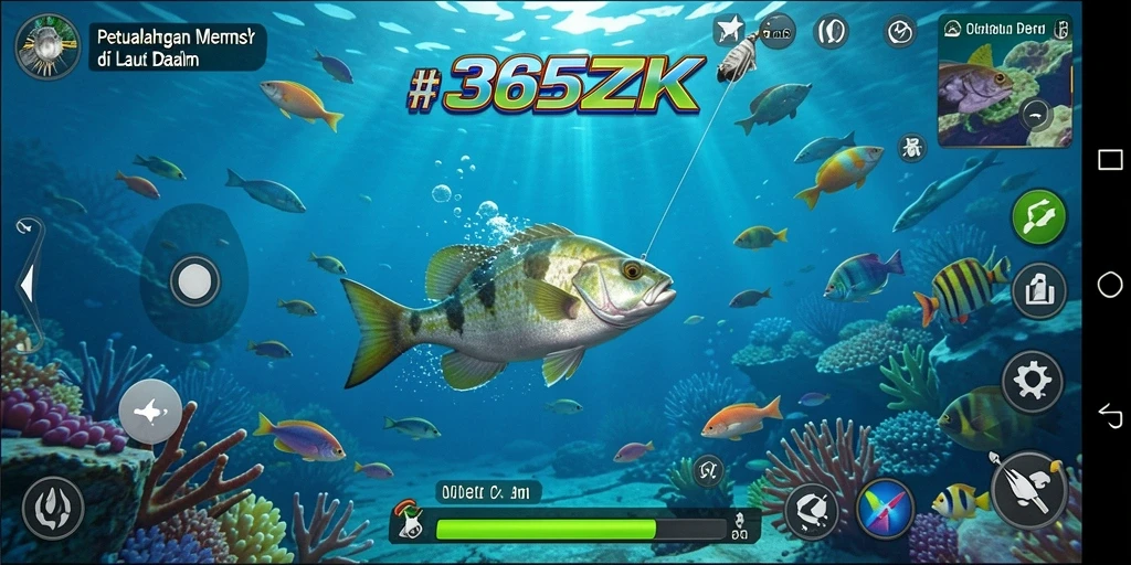 Gameplay 365ZK yang menarik saat memancing di laut.