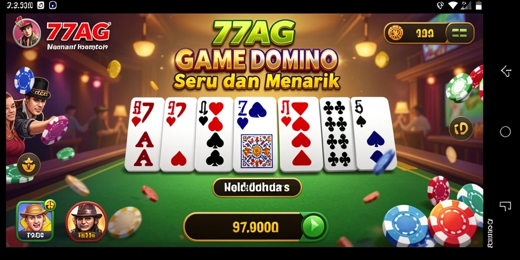 Tampilan gameplay seru dalam aplikasi 77AG Domino.