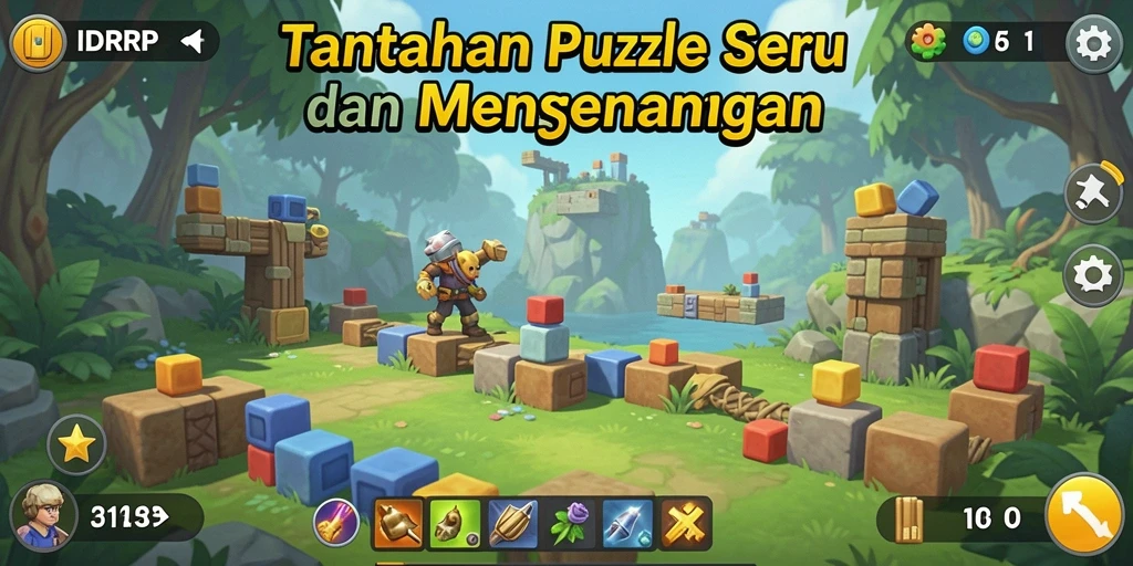 Tangkapan layar gameplay IDRRP menunjukkan tantangan puzzle yang menarik.