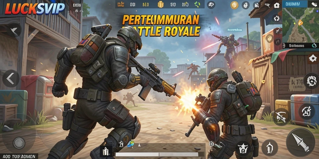 Tampilan gameplay LUCKSVIP yang mendebarkan di arena Battle Royale.