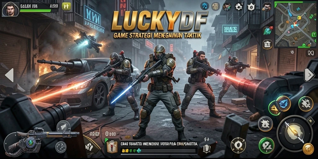 Tampilan menegangkan dari gameplay strategi LUCKYDF