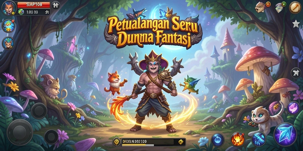 Tampilan screenshot utama SIAP108 menampilkan karakter menjelajahi dunia petualangan yang menakjubkan.