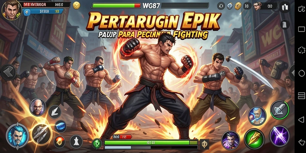 Screenshot menunjukkan aksi pertarungan seru dalam WG87.